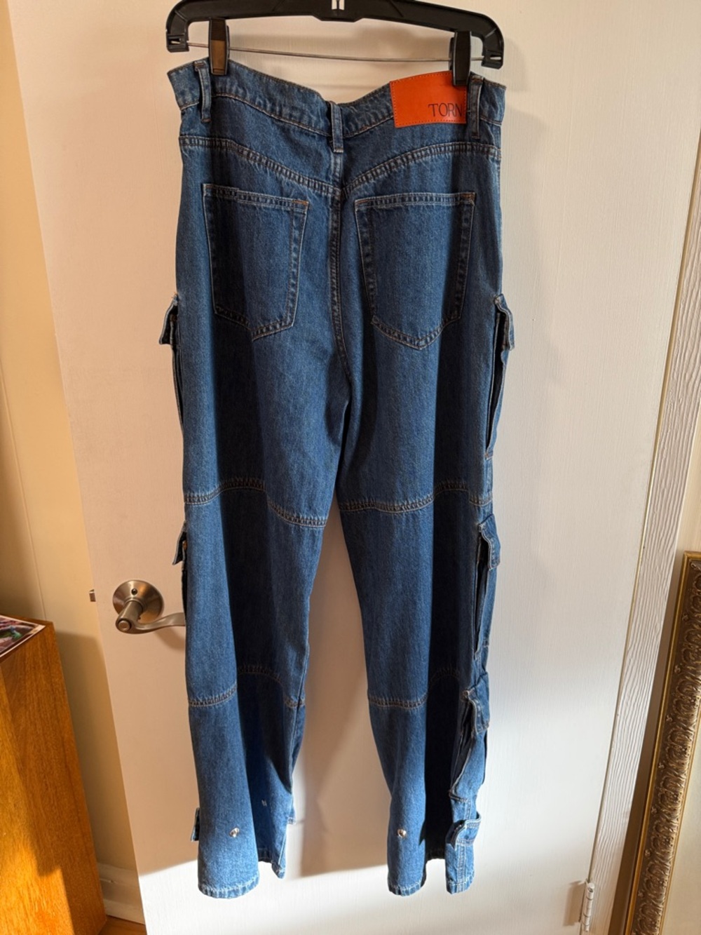 Torn by Ronny Kobo Dark Blue Denim Jeans with Gold Stitching - Picture 7 of 9